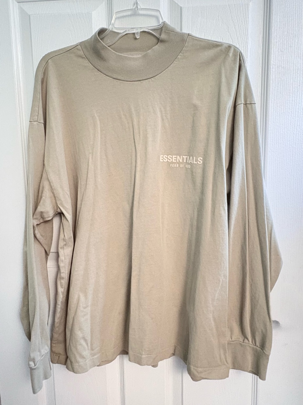 Fear of God Essentials Mock Neck Long T-Shirt, Size Small (Color: Wheat/Beige)